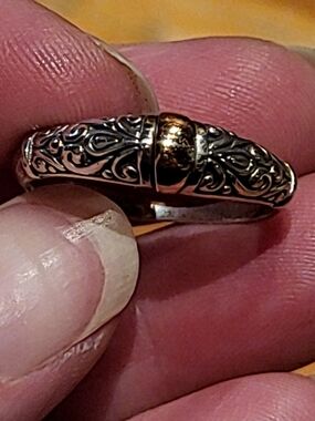 Balinese Style Sterling Silver Ring With 18k Gold Accent